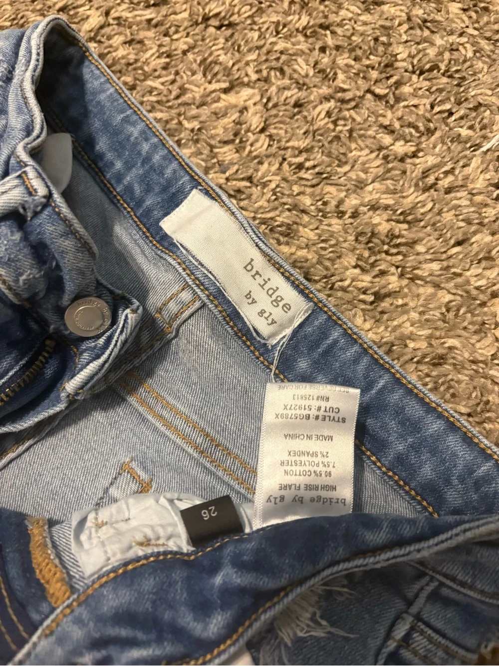 Light Blue Distressed Flare Jeans with Split Hem
